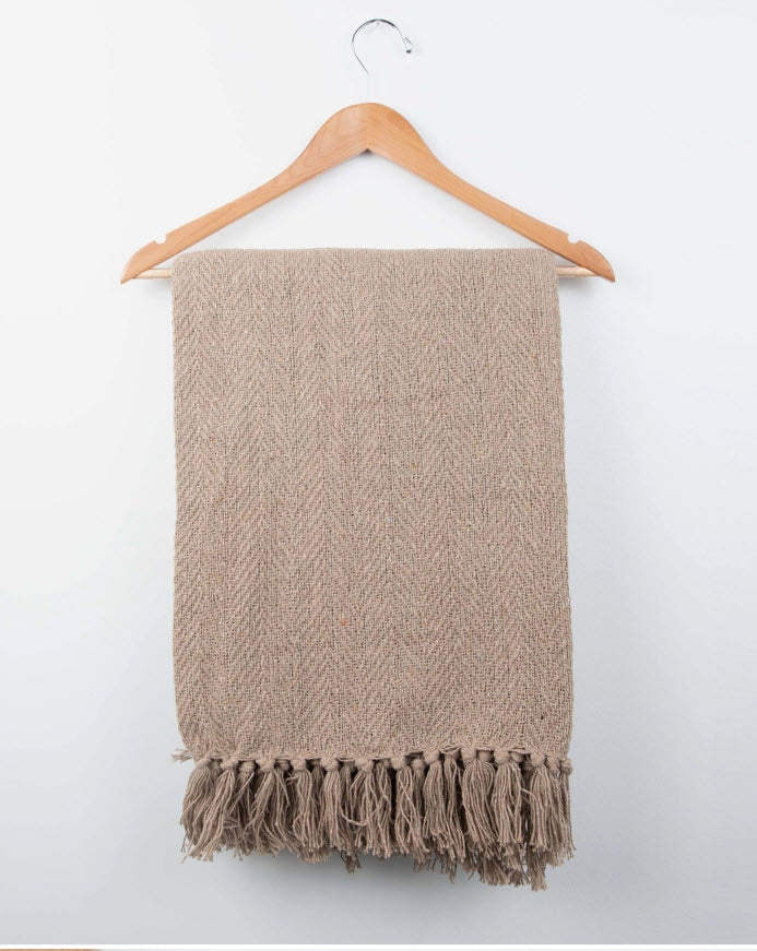 Oatmeal Color Throw Blanket